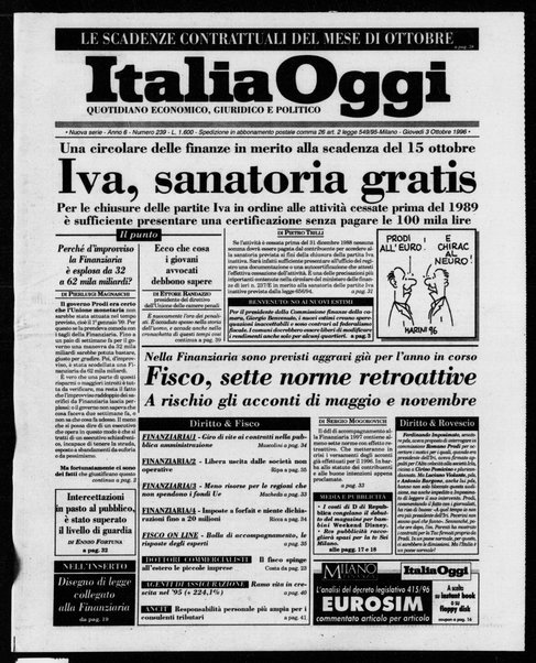 Italia oggi : quotidiano di economia finanza e politica